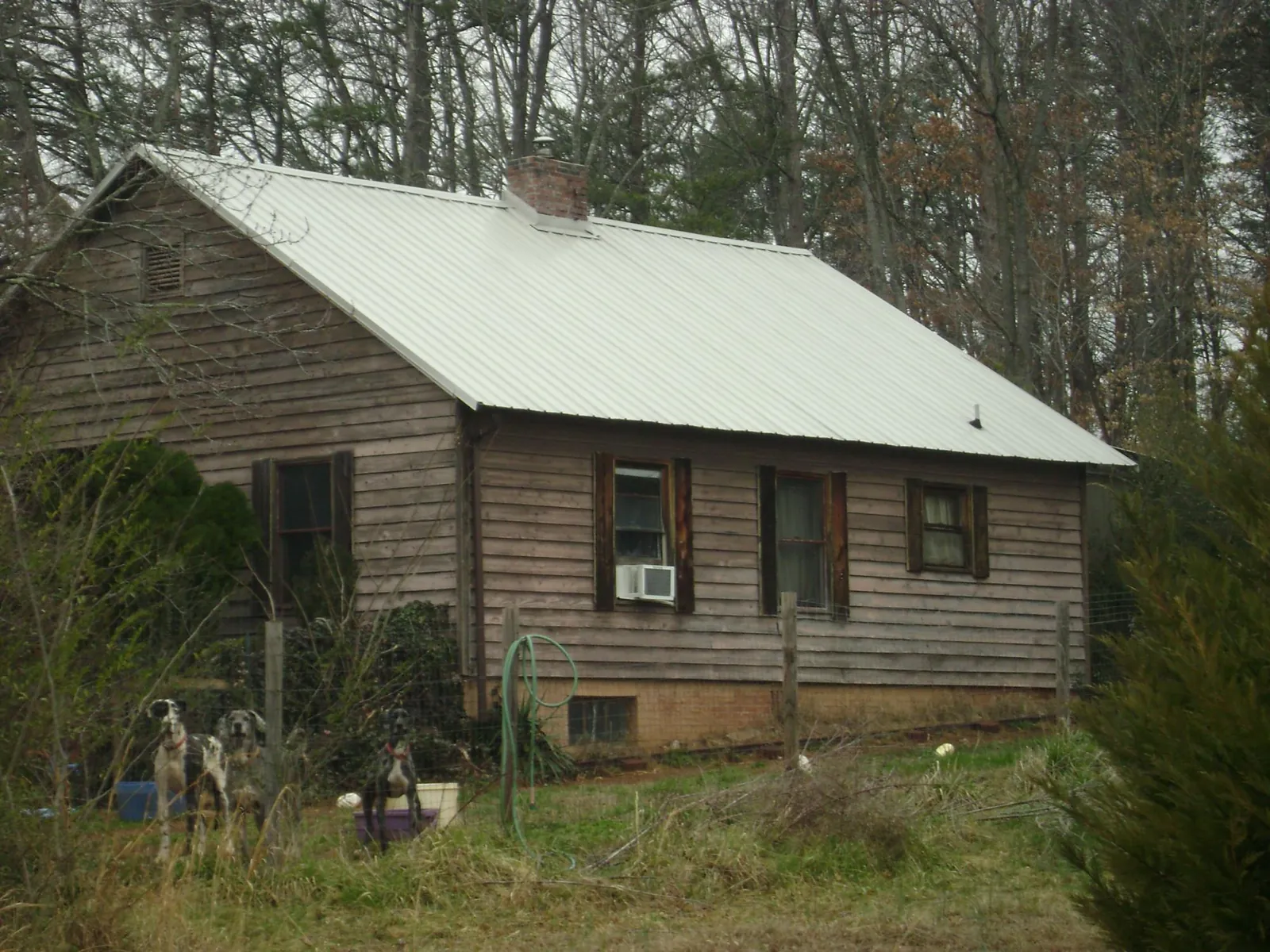 White metal roof on an old wood sided farmhouse, from a Asphalt Shingle Roof Repair job in Meridale